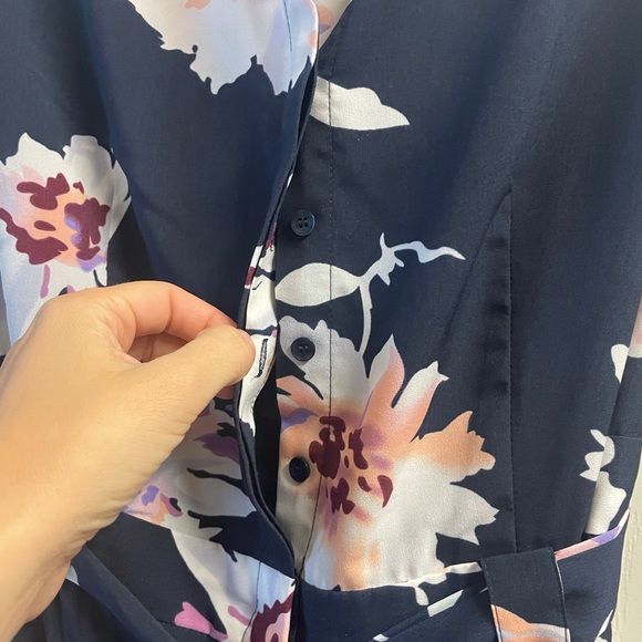 Navy floral long sleeve/shorts romper - Picture 3 of 10